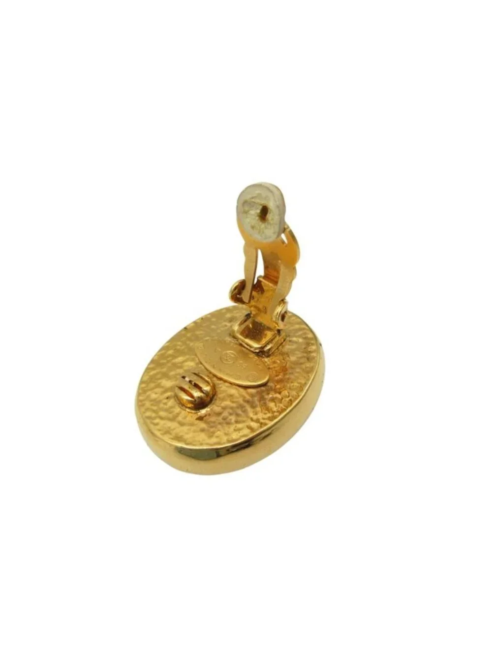 Chanel Earrings Gripoix CC Logo Single Green